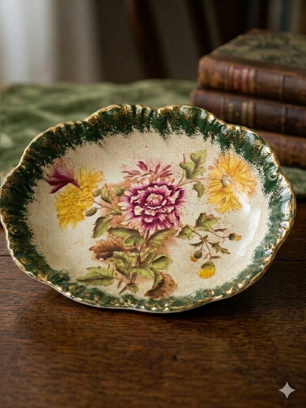 Barkers & Kent BK Chrysanthemum Antique Serving Platter Victorian England Flora